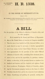 A bill for the purchase of the Oldroyd Collection of Lincoln relics, and for other purposes_cover