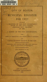 Municipal register : containing rules and orders of the City Council, the city charter and recent ordinances, and a list of the officers of the City of Boston, for .. 1922_cover