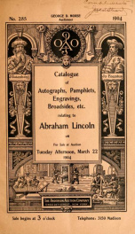 Catalogue of autographs, pamphlets, engravings, etc., relating to Abraham Lincoln_cover