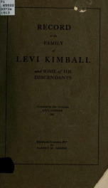 Record of the family of Levi Kimball : and some of his descendants_cover