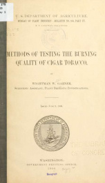 Methods of testing the burning quality of cigar tobacco_cover