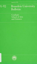 Graduate school of arts and sciences 1991-1992_cover