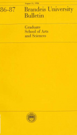 Graduate school of arts and sciences 1986-1987_cover