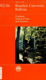 Graduate school of arts and sciences 1985-1986_cover