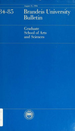 Graduate school of arts and sciences 1984-1985_cover