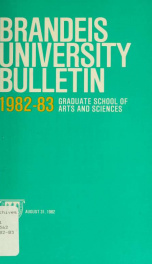 Graduate school of arts and sciences 1982-1983_cover