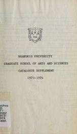 Graduate school of arts and sciences suppl.:1973-1974_cover