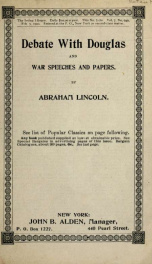 Debate with Douglas and war time speeches and papers_cover