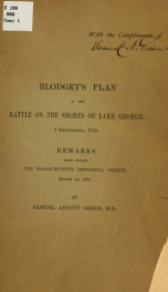 Blodget's plan of the battle on the shores of Lake George, 8 September, 1755_cover