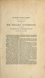 The World's Columbian Exposition : speech of Hon. Benjamin Butterworth of Ohio in the House of Representatives, Friday, February 6, 1891_cover