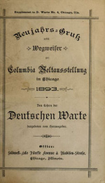 Neujahrs-Gruss nebst Wegweiser zur Columbia Weltausstellung in Chicago, 1893_cover