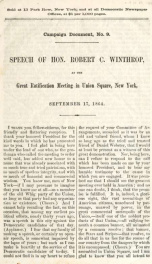 Speech of Hon. Robert C. Winthrop, at the great ratification meeting in Union Square, New York, September 17, 1864_cover