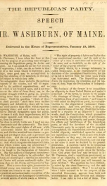 The Republican party : speech of Mr. Washburn, of Maine : delivered in the House of Representatives, January 10, 1859_cover