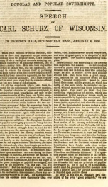 Douglas and popular sovereignty : speech of Carl Schurz, of Wisconsin, in Hampden Hall, Springfield, Mass., January 4, 1860_cover