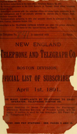 Official directory long distance telephone .. Apr 1891_cover