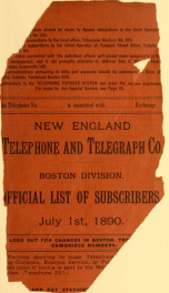 Official directory long distance telephone .. Jul 1890_cover