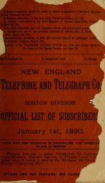 Official directory long distance telephone .. Jan 1890_cover