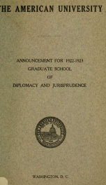 Announcement: Graduate School of Diplomacy and Jurisprudence 1922-1923_cover