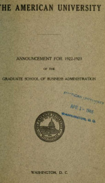 Announcement: Graduate School of Business Administration 1922-1923_cover
