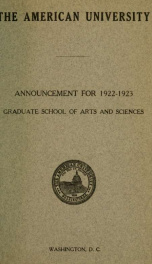 Announcement: Graduate School of Arts and Sciences 1922-1923_cover
