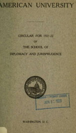 Circular for School of Diplomacy and Jurisprudence 1921-1922_cover