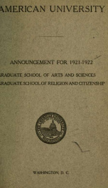 Announcement: Graduate Schools of Arts and Sciences, Graduate Schools of Religion and Citizenship 1921-1922_cover