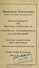 Announcement of the Opening of the Schools of Diplomacy, Jurisprudence and Citizenship February 1920_cover