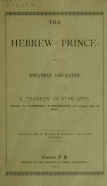 The Hebrew prince ... a tragedy .._cover