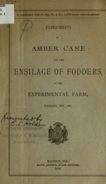 Experiments in amber cane and the ensilage of fodders at the Experimental farm_cover