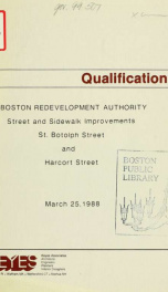 Qualifications: Boston redevelopment authority street and sidewalk improvements, st. Botolph street and harcourt street_cover
