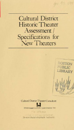 Cultural district historic theater assessment / specifications for new theaters_cover