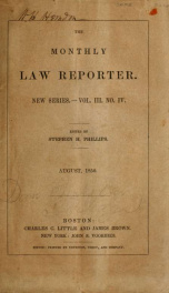 The monthly law reporter : August, 1850_cover