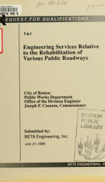 Request for qualifications for engineering services relative to the rehabilitation of various public roadways_cover