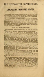 The votes of the Copperheads in the Congress of the United States_cover