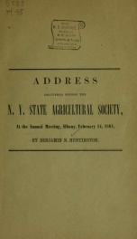 Address delivered at the annual meeting of the New York state agricultural society_cover