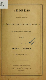 Address delivered before the Aquidneck agricultural society, at their annual exhibition, 1853_cover