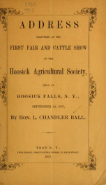 Address delivered at the first fair and cattle show of the Hoosick agricultural society_cover