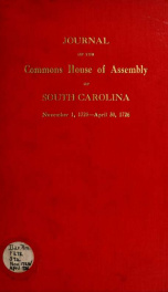 Journal of the Commons House of Assembly of South Carolina 1725: Nov/April 1726_cover