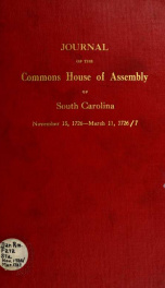 Journal of the Commons House of Assembly of South Carolina 1726 Nov /March 1727_cover