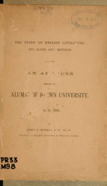 The study of English literature : its scope and method : an address before the alumni of Brown University, June 15, 1886_cover