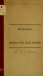 Memorial of Herman Ten Eyck Foster_cover