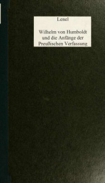 Wilhelm von Humboldt und die Anfänge der preussischen Verfassung_cover