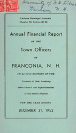 Annual financial report of the town officers of Franconia, N.H 1952_cover