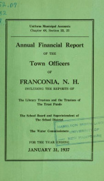Annual financial report of the town officers of Franconia, N.H 1937_cover