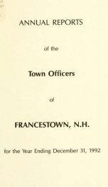 Annual reports Town of Francestown, New Hampshire 1992_cover