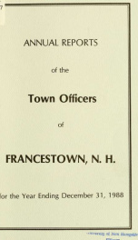 Annual reports Town of Francestown, New Hampshire 1988_cover