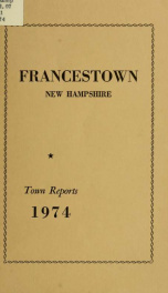 Annual reports Town of Francestown, New Hampshire 1974_cover