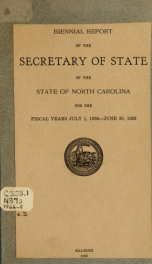 Biennial report of the Secretary of State of North Carolina for the ... [serial] 1926/28_cover