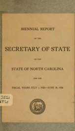 Biennial report of the Secretary of State of North Carolina for the ... [serial] 1924/26_cover