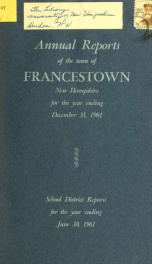 Annual reports Town of Francestown, New Hampshire 1961_cover